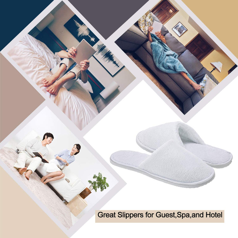 [Australia] - echoapple 5 Pairs of Deluxe Closed Toe White Slippers for Spa, Party Guest, Hotel and Travel (Medium, White-5 Pairs) 4-7 Women/5-7 Men 