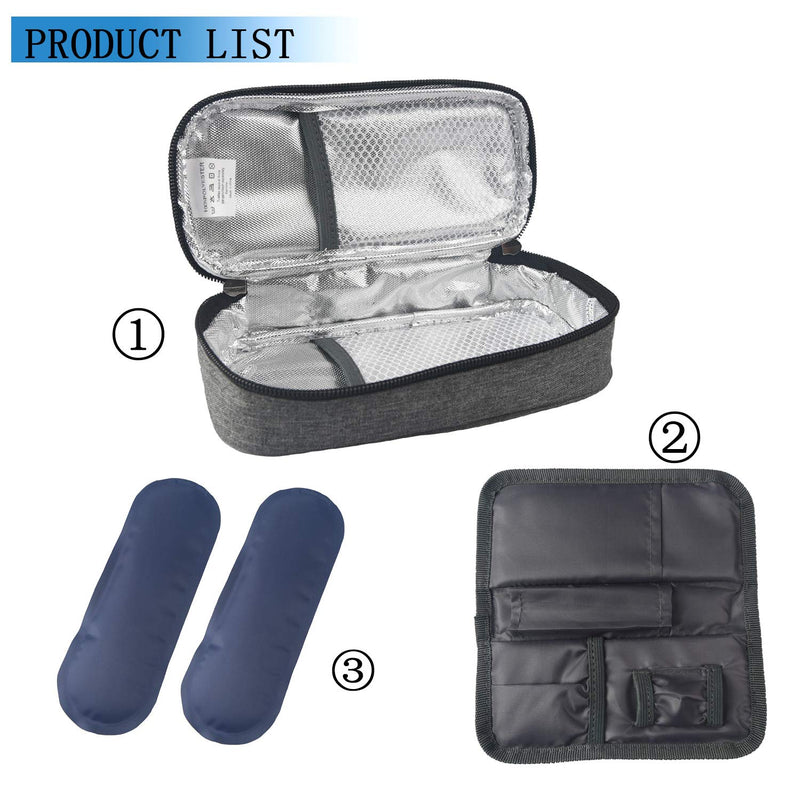 [Australia] - Insulin Cooler Travel Bag,Goldwheat Diabetic Medications Case with 2 Ice Packs Great for Daily Use Travel Storage,Handy & Well Insulated Grey 