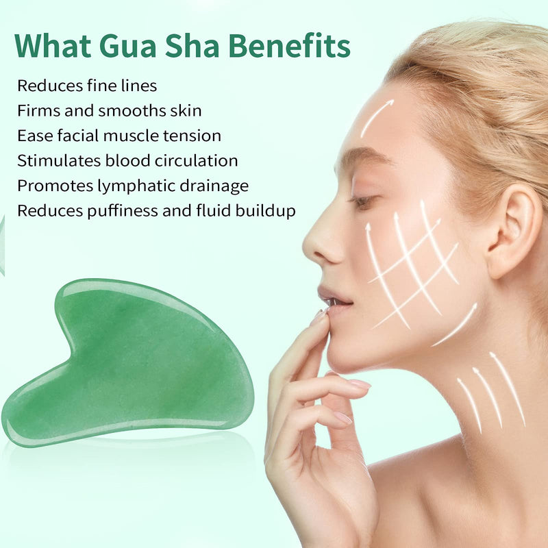 [Australia] - Jade Gua Sha Stones, TOOVREN Gua Sha Facial Tool for Face Massage Gua Sha Board Face Stone Gua Sha Jade Stone Gua Sha Scraping Massage Tool for Beauty & Personal Care Green 