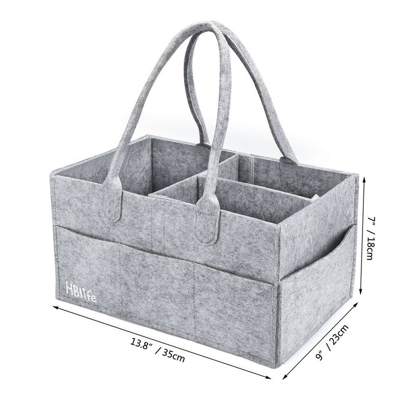 [Australia] - HBlife Baby Diaper Caddy Portable Nappy Organiser Grey Felt Basket with Changeable Compartments (grey) 