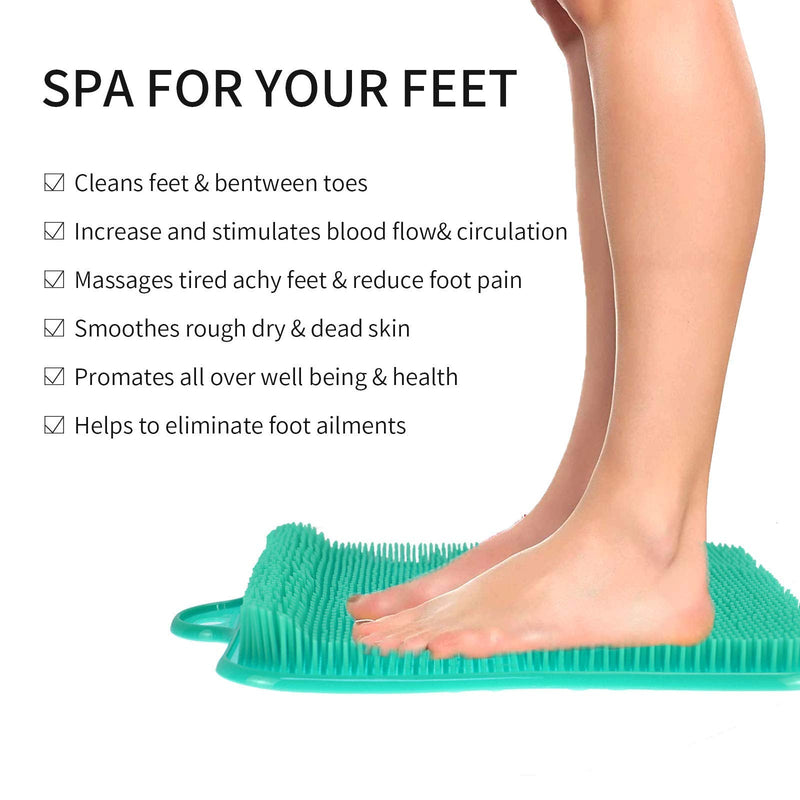 [Australia] - Newthinking Shower Foot Scrubber Cleaner Massager, Exfoliating Feet Massager Spa with Suction Cup Improves Foot Circulation & Reduces Foot Pain (Green) Green 