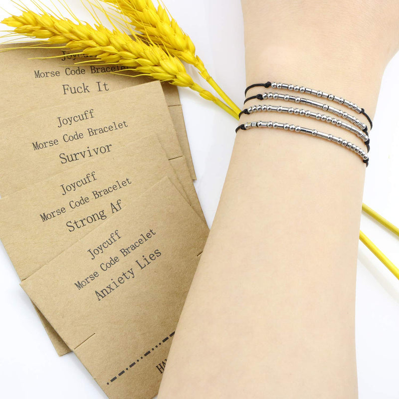 [Australia] - Joycuff Morse Code Bracelets for Women Funny Inspirational Jewelry Gifts for Her Mom Daughter Sister Best Friend Adjustable Silk Beaded Wrap Bracelet A new chapter 