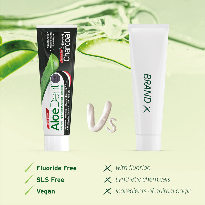 [Australia] - AloeDent, Charcoal Toothpaste Fluoride Free, Natural Action, Vegan, Cruelty Free , SLS Free, Whitening, Healthy Gums , 100ml 