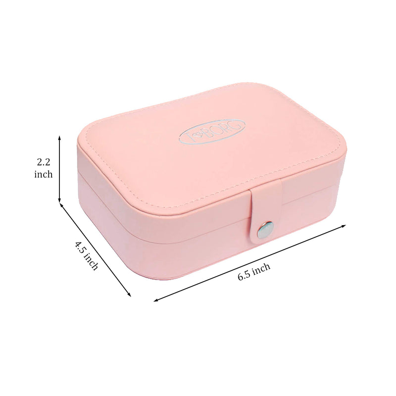 [Australia] - Jewelry Box for Travel by T-BORG - Small Cute Ring Necklace Earring Storage Organizer for Women & Girls - 2 Layer Cross Pattern PU Leather Jewel Holder Gift Case & Makeup Accessories Bag 