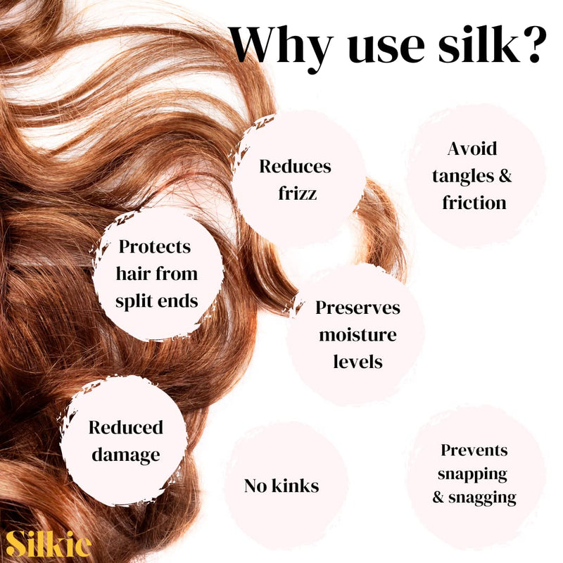 [Australia] - SILKIE x4 Set 100% Pure Mulberry Silk Champagne Skinny Scrunchies Travel Pouch Everyday Hair Ties Elastics Hair Care Ponytail Holder No Damage(Champagne) 