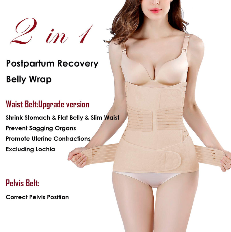 [Australia] - 2 in 1 Postpartum Belly Band Support Recovery Belt Waist/Pelvis Belt Body Shaper Shapewear (Nude, Plus Size) Nude Plus Size (Pack of 1) 