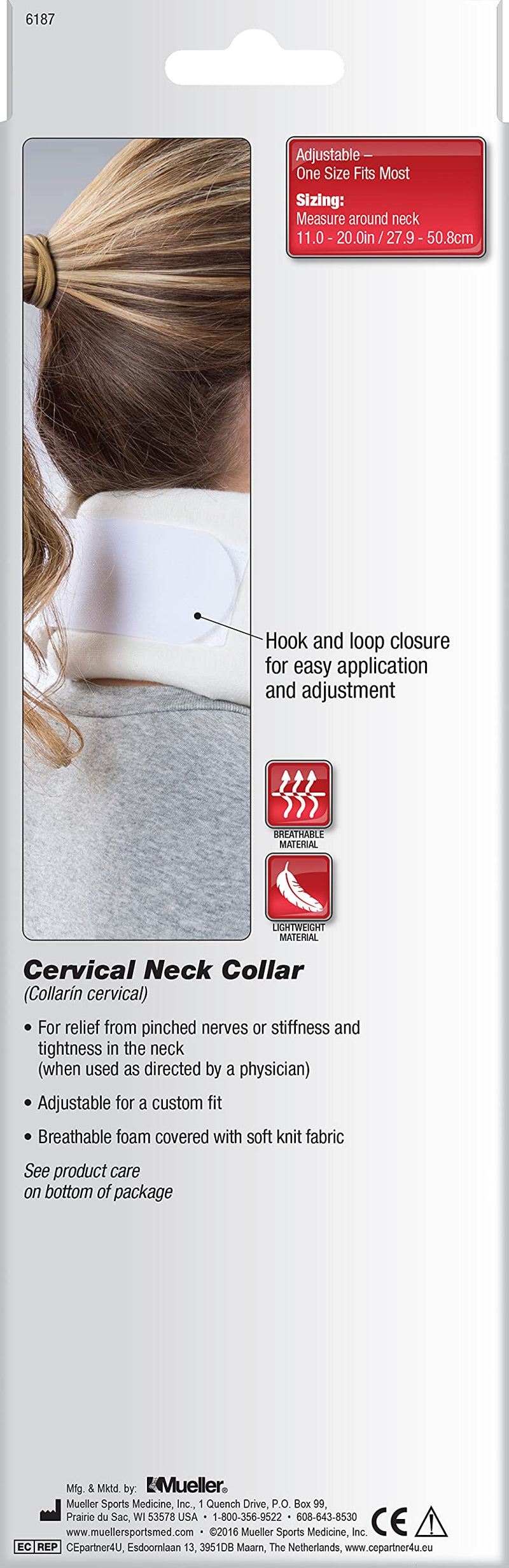 [Australia] - Mueller Sports Medicine Cervical Collar Neck Brace, White, One Size 