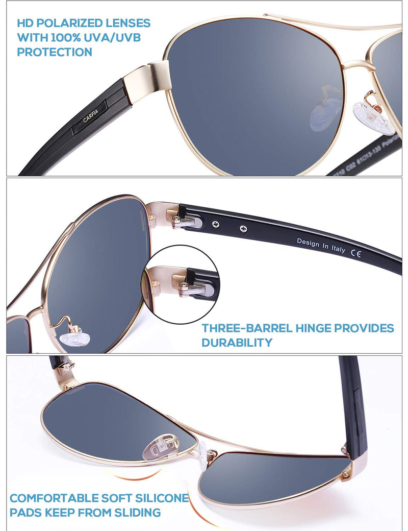 [Australia] - Carfia Polarized Sunglasses for Women UV Protection Outdoor Glasses Ultra-Lightweight Comfort Frame Blue Grey Lens 
