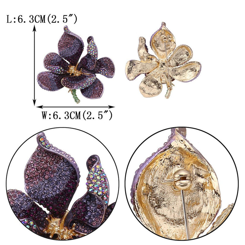 [Australia] - EVER FAITH Women's Austrian Crystal Orchid Flower Petal Brooch Purple Gold-Tone 