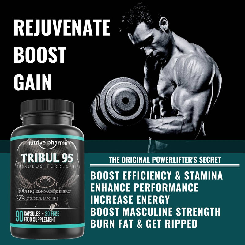 [Australia] - Tribul95� Tribulus Terrestris High-Dose Capsules - 6000mg per Daily Dose - 95% Saponins - Natural Plant Extract - Promotes New Energy - Testo - 1500mg in One Capsule 