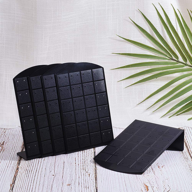 [Australia] - PH PandaHall 5 Packs 48 Holes Black Earring Holder Organizer Earring Stand Display L-Shape Earrings Ear Studs Jewelry Show Plastic Display Showcase 