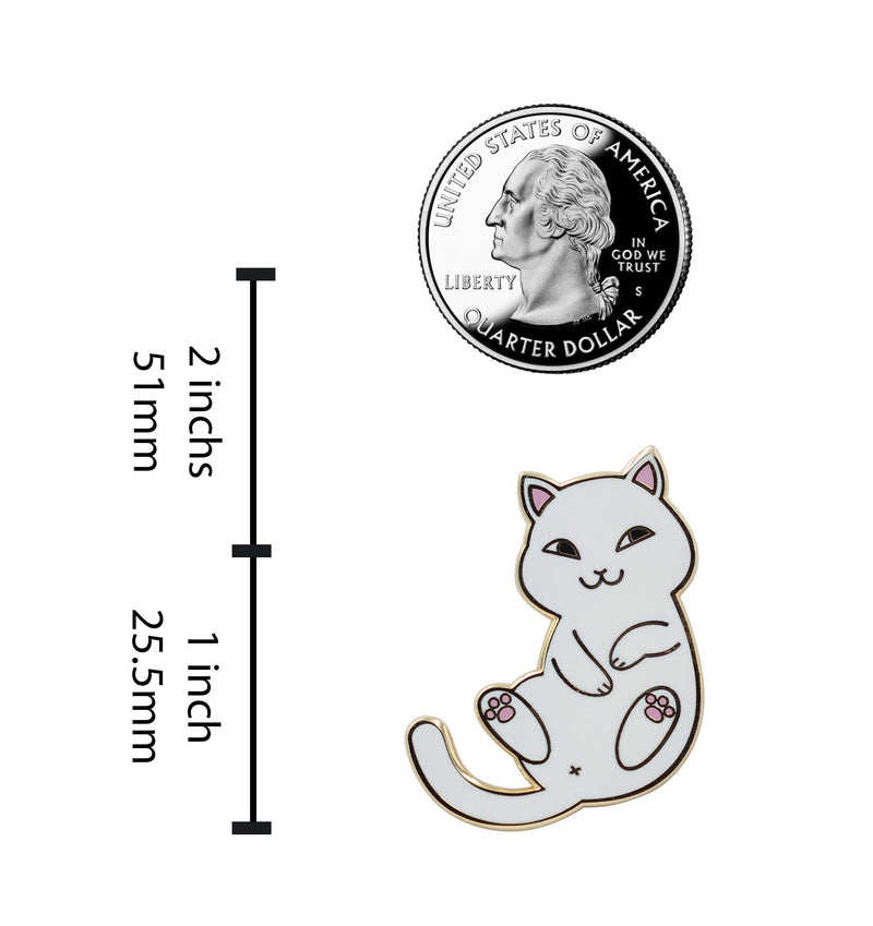 [Australia] - REAL SIC Playful Cat Enamel Pin - Cute & Funny Cat Lapel Pin in Different Colors for Jackets, Backpacks, Tops, Bags & Hats White 