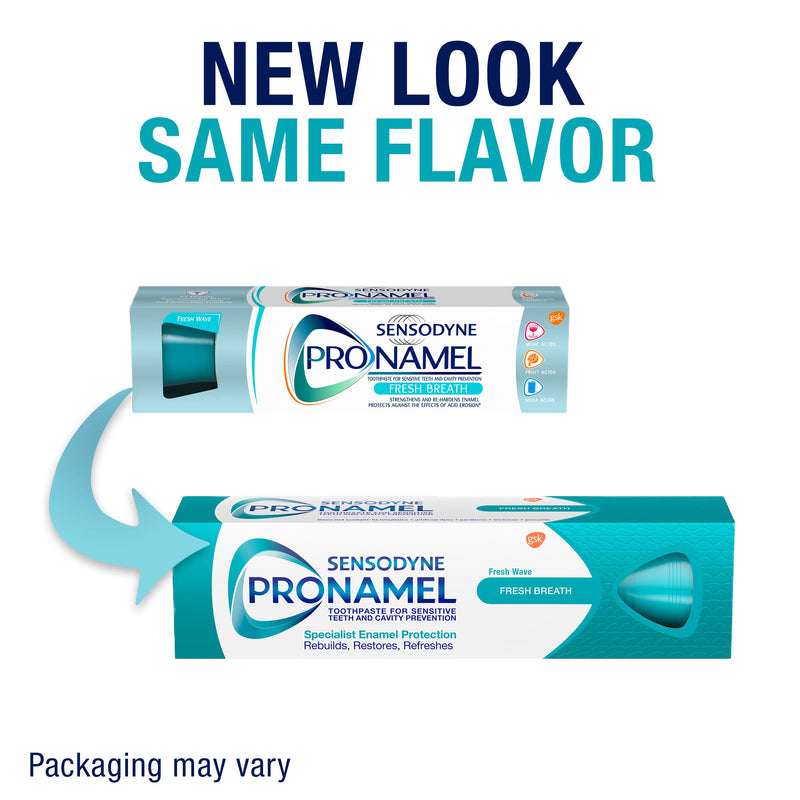 [Australia] - SENSODYNE PRONAMEL Breath Enamel Toothpaste for Sensitive Teeth, to Reharden and Strengthen, Fresh Wave, 4 Oz, Pack of 4 