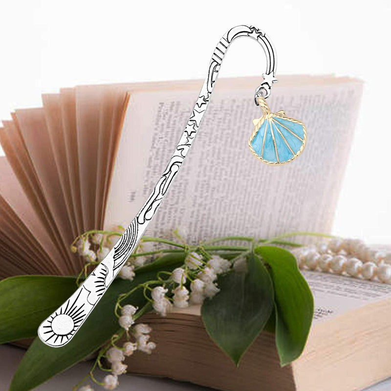 [Australia] - WSNANG Sea Shell Starfish Necklace/Earring Summer Jewelry Ocean Beach Themed Gifts for Women Girl Beach Lovers Gift Bookmark 