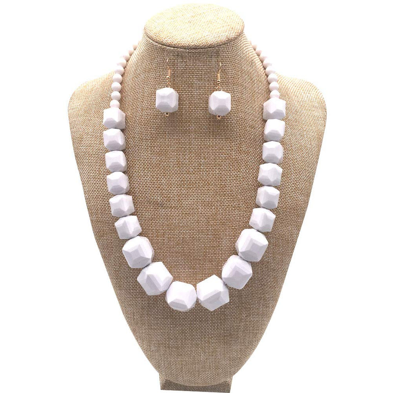 [Australia] - Halawly 5 Colors Acrylic Beads Statement Strand Necklaces White 