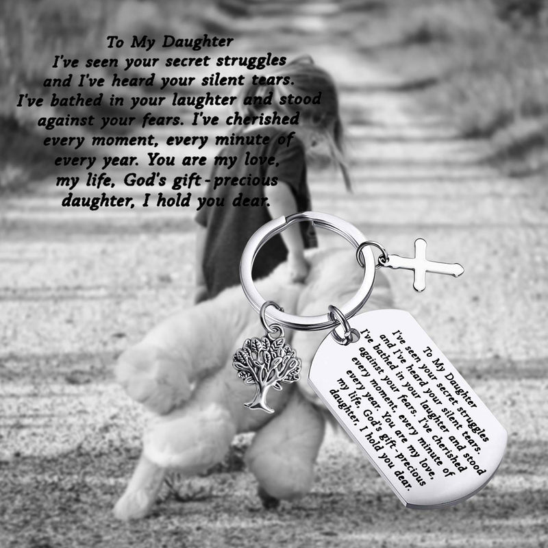 [Australia] - MYOSPARK to My Daughter Gift Inspirational Keychain Gifts to My Daughter I've seen Your Secret Struggles Daughter Birthday/Sweet 16/Graduation Gift from Dad Mom to my daughter keychain 