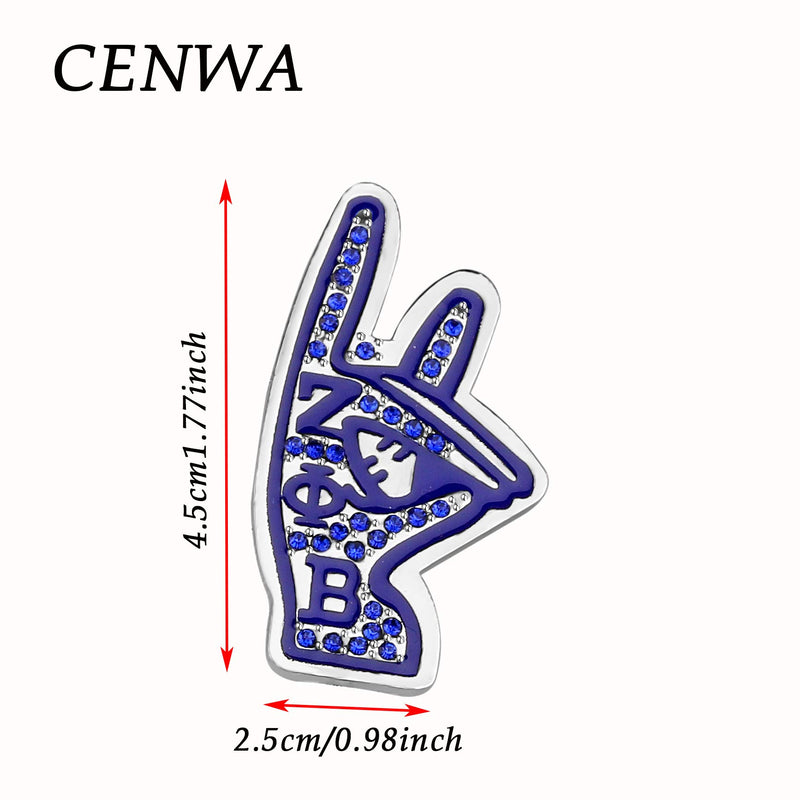 [Australia] - CENWA ZPB Rhinestone Brooch Pin 1920 Greek Sorority Jewelry Gift for Finer Women ZPB finger BP 