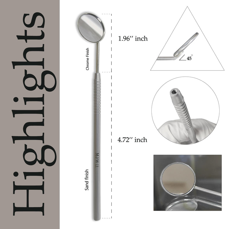 [Australia] - MJW Professional Dental Mirror for Mouth with Handle Made of Stainless Steel for Teeth Cleaning, Oral Hygiene Inspection and Lash Extension Mirror Tool for Personal and Professional 