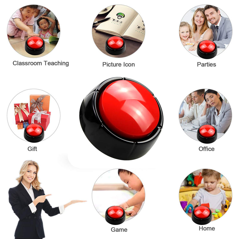 [Australia] - Cover Custom Record Talking Button Pet button easy button Sound Button Recordable Recordable Button, Dog Training BuzzerTalking Button Office Desk Gag Gift 30 Seconds 2 AAA Batteries Included - Newest Red+black 