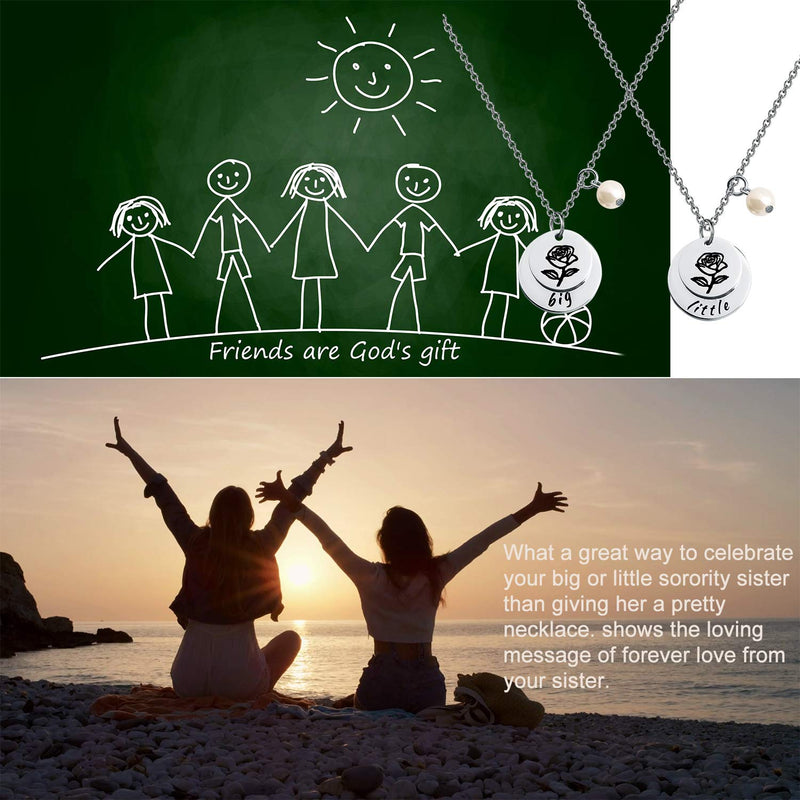 [Australia] - TIIMG Sister Gift Big Sis Little Lil Sis Sisters Necklace Jewelry Gift Friendship Gift Gift for Best Friend Big Little Necklace 