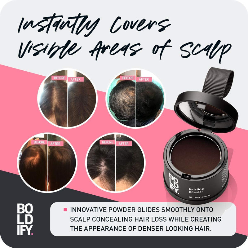 [Australia] - BOLDIFY Hairline Powder (Black) Conceals Hair Loss and Instantly Fills In Bald Spots, Receding Hairlines, and Wide Parts -48 Hour Formula for Hair & Beard - Gray Hair Coverage & Root Concealer Black 