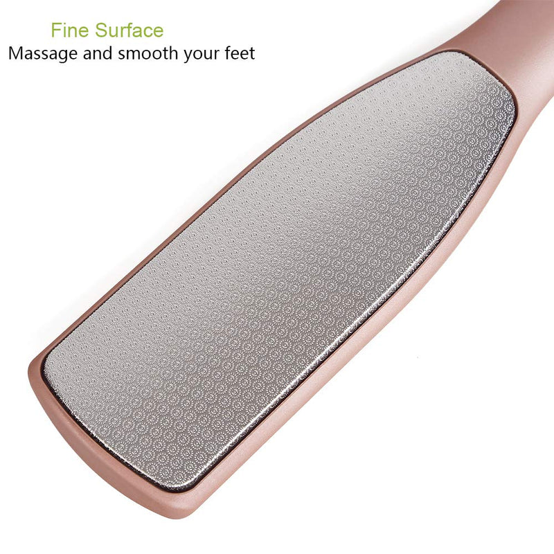 [Australia] - BEZOX Foot File, Double Sided Cracked Heel Files Callus Remover, Stainless Steel Pedicure Foot Scrubber W/Cloth Storage Bag & Gift Box Metal Foot File Rose Golden 