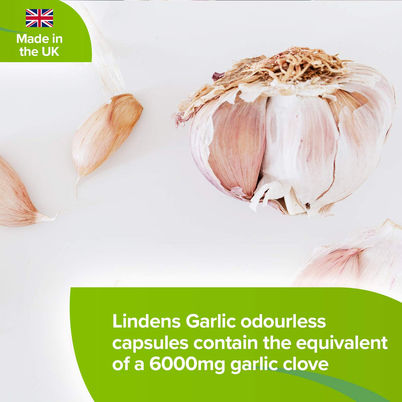 [Australia] - Lindens Garlic Odourless Capsules - 1000mg (700mcg Allicin) - 200 Capsules for 200 Days’ Supply - UK Manufacturer, Letterbox Friendly 