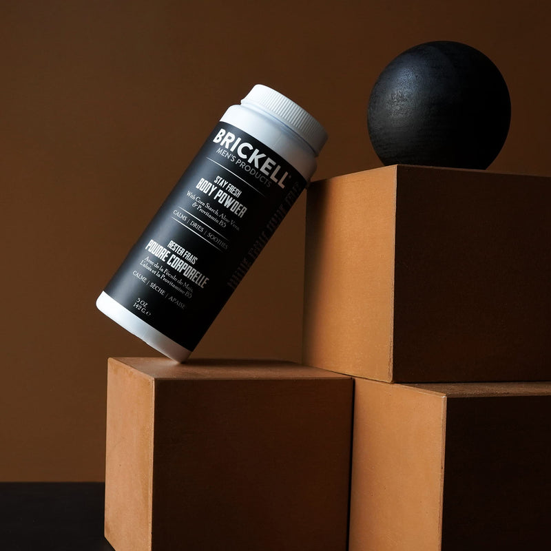 [Australia] - Brickell Men's Products Stay Fresh Body Powder for Men, Natural and Organic Talc-Free, Absorbs Sweat, Keeps Skin Dry (Scented, 5 oz) Scented 142 g (Pack of 1) 