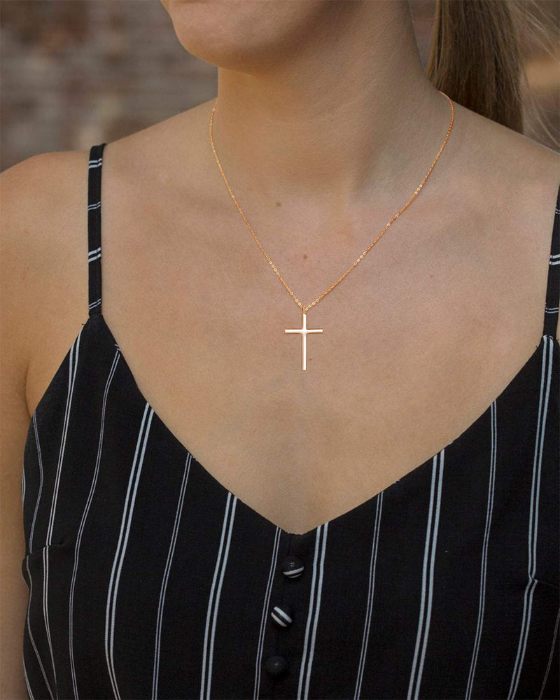 [Australia] - MOMOL Tiny Cross Pendant Necklace, 18K Gold Plated Stainless Steel Cross Necklace Simple Small Dainty Cross Pendant Christian Religious Chain Necklace for Women Girls 3 