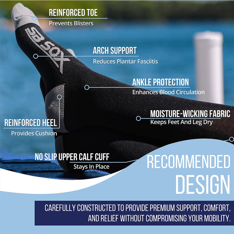 [Australia] - SB SOX Compression Socks (20-30mmHg) for Men & Women – Best Compression Socks for All Day Wear, Better Blood Flow, Swelling! Large Black/Gray 