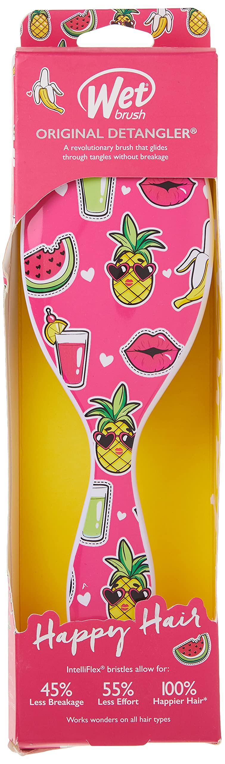 [Australia] - WetBrush Original Detangler Happy Hair UltraSoft Bristles Ergonomic Handle Suitable for All Hairtypes Smiley Pineapple 
