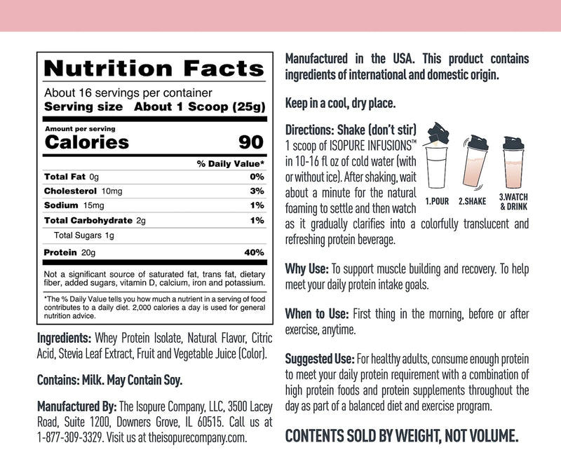 [Australia] - Isopure Protein Powder, Gluten Free, Whey Protein Isolate, Post Workout Recovery Drink Mix, Prime Drink, Infusions- Tropical Punch, 16 Servings 16 Servings (Pack of 1) 