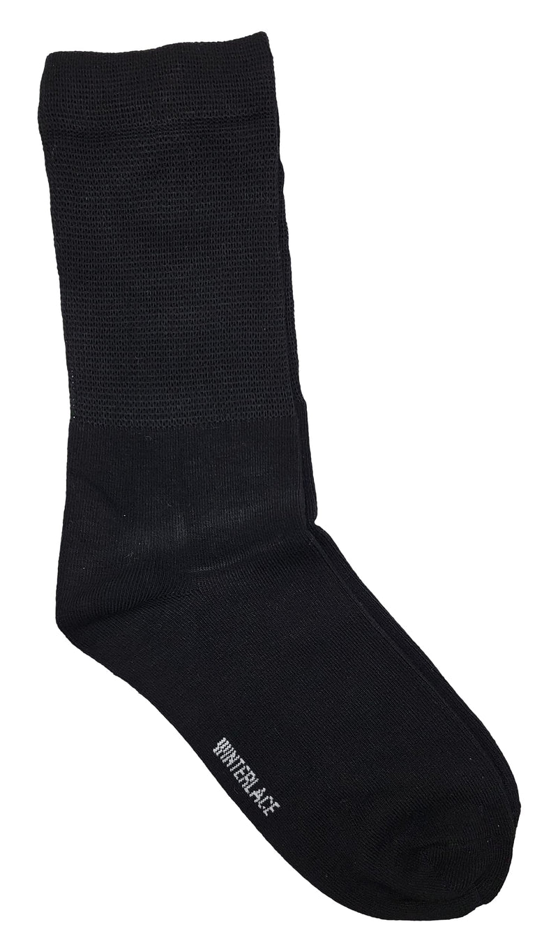 [Australia] - Bamboo Diabetic Socks, 6 Pairs Soft Loose Fitting Non Binding, Mens Womens Unisex Bulk Pack Black Large 