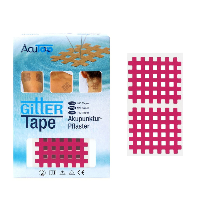 [Australia] - AcuTop Type A,B,C Grid Tape, Acupuncture Plasters, Grid Plasters, Physio Tape, Lattice Tapes in Pink and Beige (Pink, Type C 40 Pieces) 