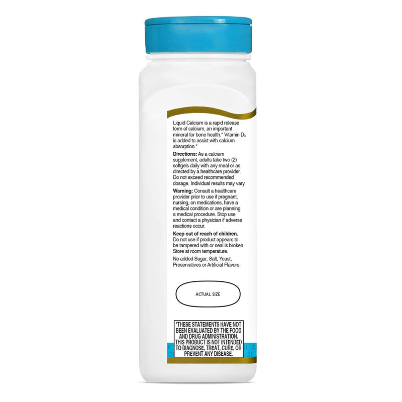 [Australia] - 21st Century Calcium Plus D3 Liquid Filled Softgel, 1200 mg, 90 Count 