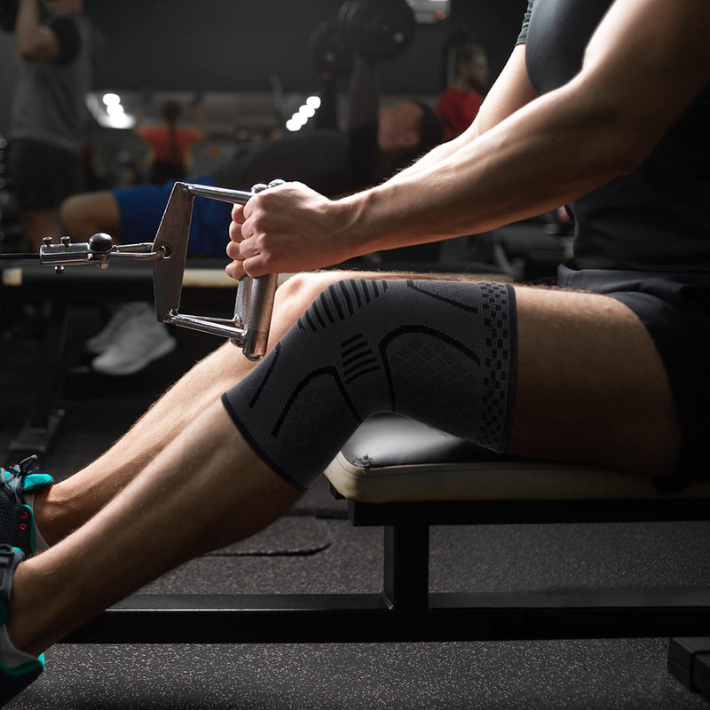 [Australia] - 2 Pack Copper Knee Brace Knee Compression Sleeve Support for Men Women Knee Pain Working Out Running Sport Arthritis Black Medium 