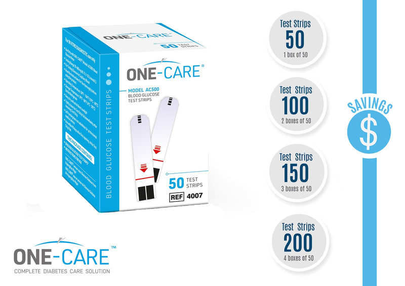 [Australia] - ONE-CARE 100 count Blood Glucose Test Strips, Precision Sugar Measurement for Diabetics, Monitor Your Diabetes (2 boxes of 50 each) 