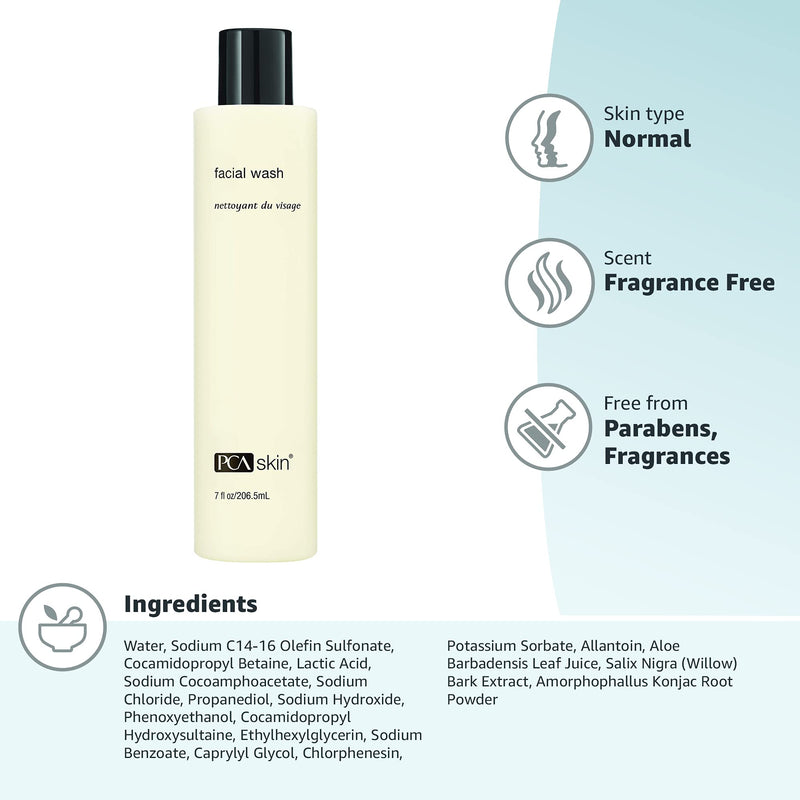 [Australia] - PCA SKIN Gentle Hydrating Face Wash - Oil-Free Daily Foaming Facial Cleanser with Moisturizing Lactic Acid for All Skin Types, Especially Acne Prone & Oily Skin (7 fl oz) 