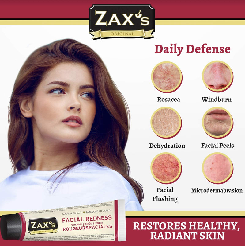 [Australia] - Zax's Original # 1 Facial Redness Cream - Ideal for PPE, Rosacea, Dehydrated Skin, and Windburn - Pharmacist Developed, Natural Ingredients - 28g 