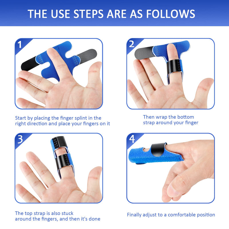 [Australia] - 8PCS Finger Splints Finger Sleeves Finger Straightener Finger Strap Finger Support for All Fingers (Yellow, Red, Green, Bright Blue, Dark Blue, Black, Light Gray, Skin Tone) 