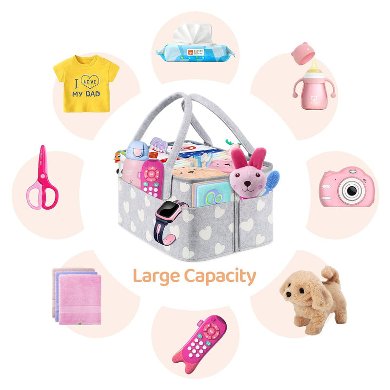 [Australia] - BOENFU Baby Diaper Caddy Nappy Organisers Nursery Storage Nappy Caddy Tote Newborn Shower Gift Basket Portable Car Travel Organizer with Detachable Divider and 10 Invisible Pockets for Mom Kids 