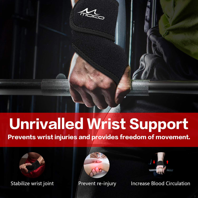 [Australia] - MoKo Wrist Brace, (2 Pack) Adjustable Athletic Wrist Support Wrist Wraps for Men & Women, Carpal Tunnel, Fit Both Right and Left Hands - Black 