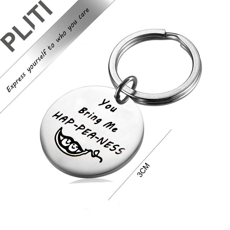 [Australia] - PLITI Couple Keychain Two Peas in A Pod Jewelry Pea Pod Keyring You Bring Me Happeaness Wedding for Couple You Bring Me Happeaness Key 