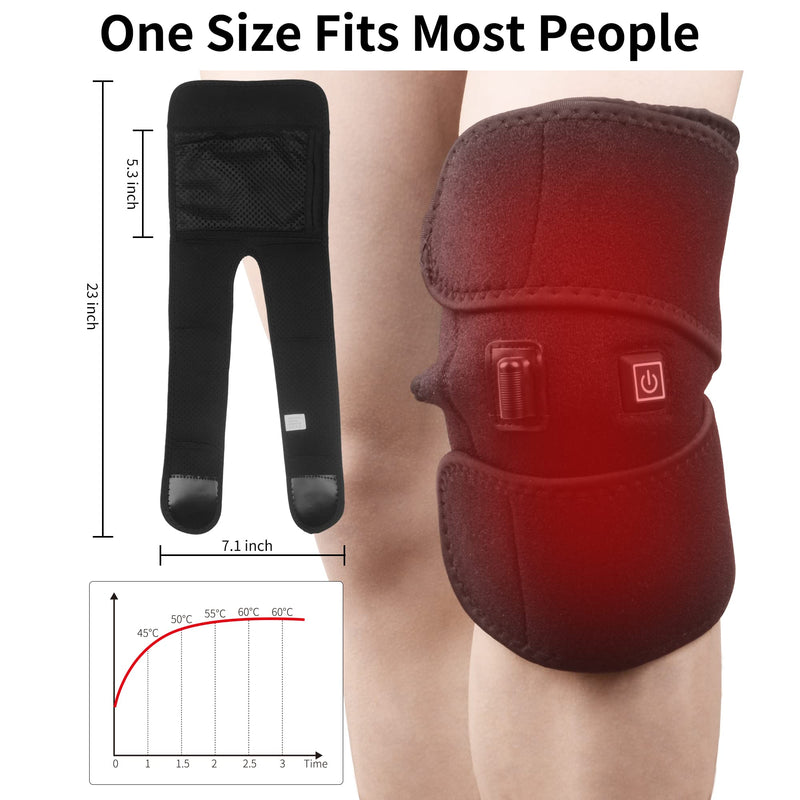[Australia] - Heated Knee Brace Wrap, Knee Heating Pad for Arthritis Pain Relief, Electric Heat Knee Support with 3 Temperature Control Thermal Therapy for Joint Soreness, Swelling, Cramps, Rheumatism(No Battery) 