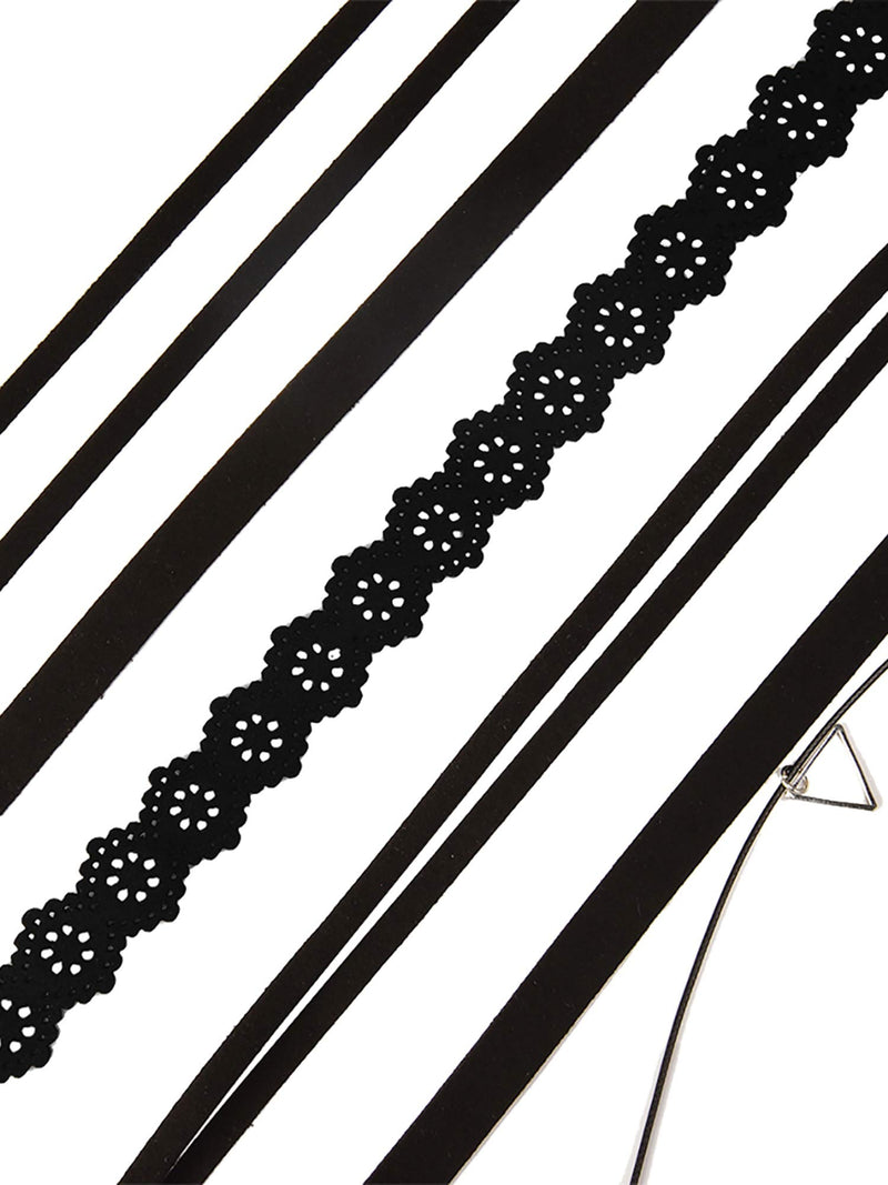 [Australia] - Mudder 5 Pieces Black Velvet Choker Necklaces Stretch Tattoo Choker Elastic Tassel Necklaces 