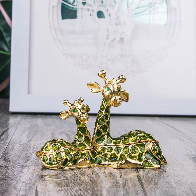 [Australia] - Sitting Mum and Baby Giraffe Ring Holder Hinged Trinket Boxes for Gifts,Jewelry Boxes Organizer Holder dark green 