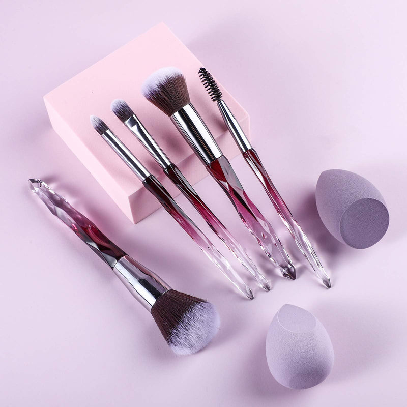 [Australia] - XMOSNZ Makeup Brushes 15pcs Premium Synthetic Bristles Crystal Handle Set Eyeshadow Brush Face Lip Eye Make Up Brush Sets Professional with 4 Makeup Sponges and Brush Egg 