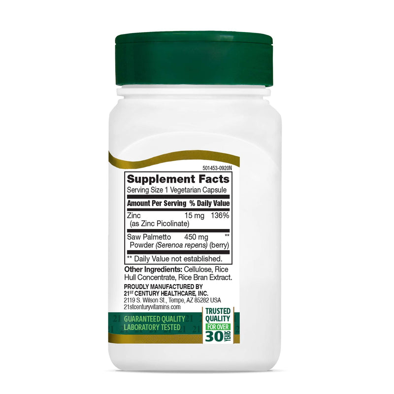 [Australia] - 21st Century Saw Palmetto 450mg Veg Capsules, 60 Count 60 Count (Pack of 1) 