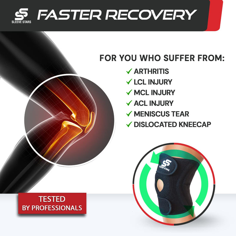 [Australia] - Sleeve Stars Knee Brace & Knee Support for Women & Men, Knee Braces for Knee Pain, Knee Protection Exercise for Working Out, LCL, MCL, ACL, Meniscus Tear, Patellar Tendon Stabilizer Knee Compression (S-3XL) S/M/L: 12"-21" 