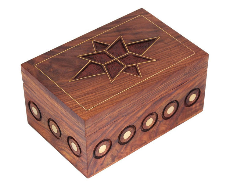 [Australia] - storeindya Wooden Jewelry Box Storage Jewellery Organizer Keepsake Accessory Holder (Design 1) Design 1 